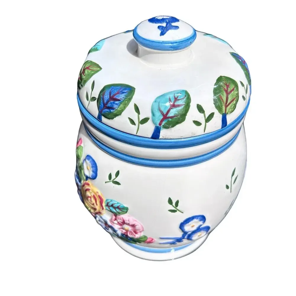 Laura Ashley ceramic‎ Jar vintage floral cottagecore multicolor flour tea cookie